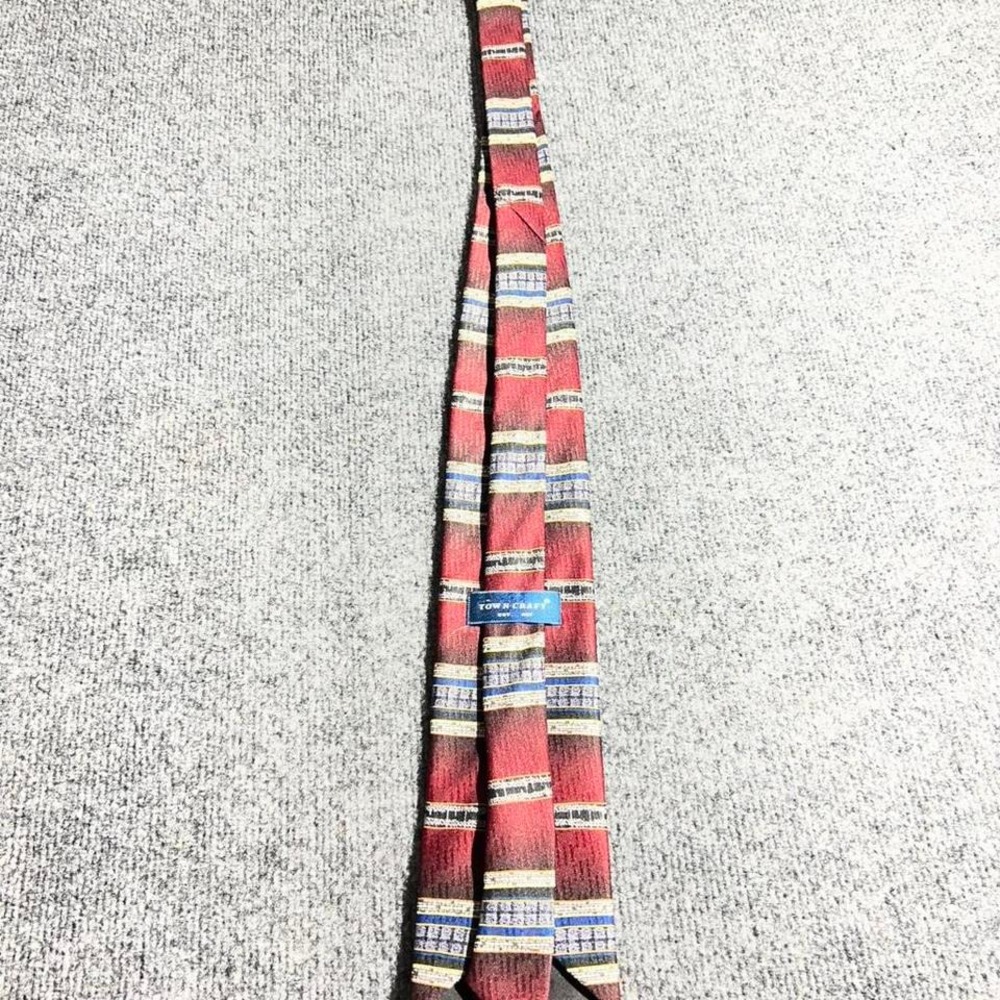 Towncraft Mens Necktie Red‎ Blue Striped Pattern Polyester Formal Business Tie